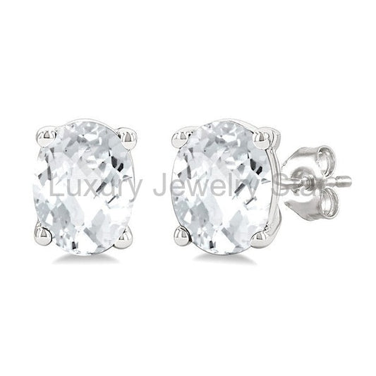 Oval Shape Gemstone Stud Earrings