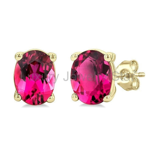 Oval Shape Gemstone Stud Earrings