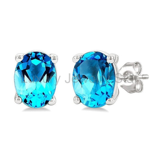 Oval Shape Gemstone Stud Earrings