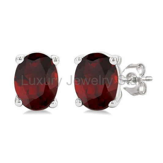 Oval Shape Gemstone Stud Earrings