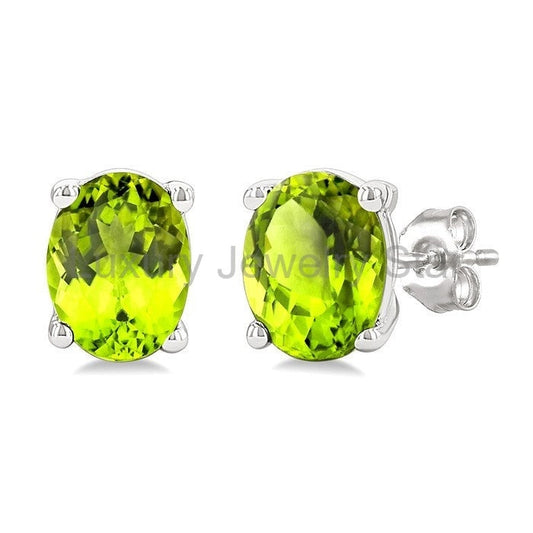 Oval Shape Gemstone Stud Earrings