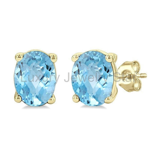 Oval Shape Gemstone Stud Earrings