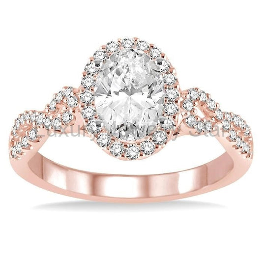Oval Shape Halo Diamond Engagement Ring - image 2