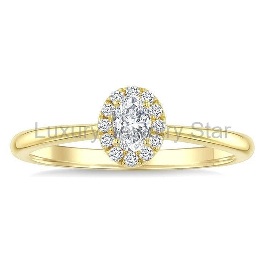 Oval Shape Halo Diamond Fashion Ring - image 2