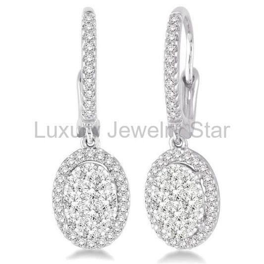 Oval Shape Halo Lovebright Essential Diamond Earrings