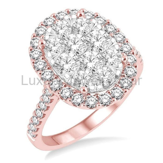 Oval Shape Halo Lovebright Essential Diamond Engagement Ring