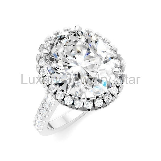 Oval Shape Semi-Mount Halo Diamond Engagement Ring