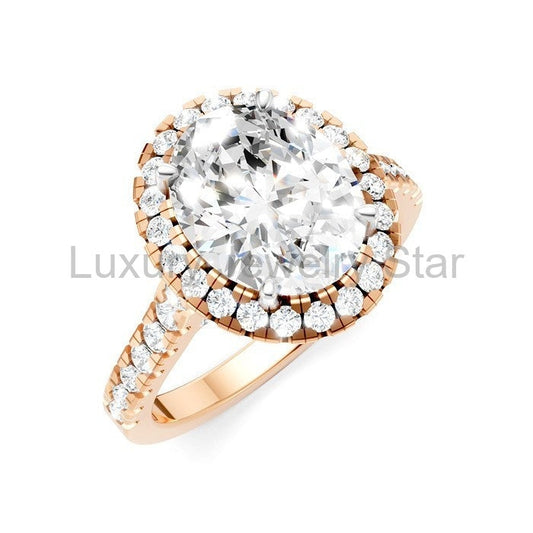 Oval Shape Semi-Mount Halo Diamond Engagement Ring