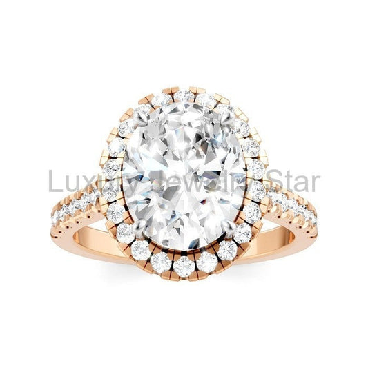 Oval Shape Semi-Mount Halo Diamond Engagement Ring - image 2