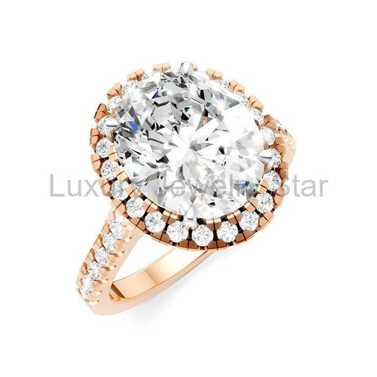 Oval Shape Semi-Mount Halo Diamond Engagement Ring