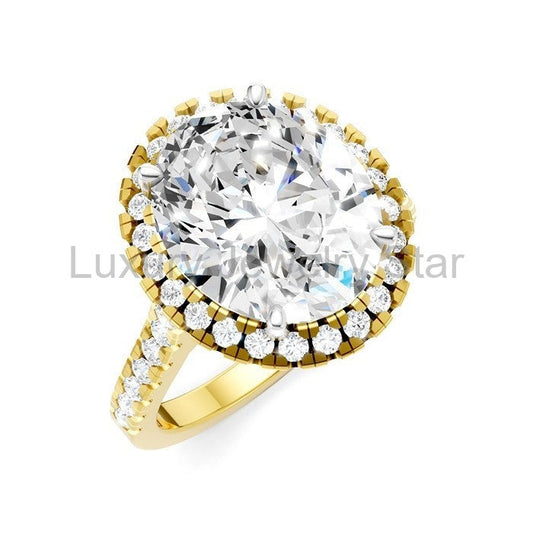 Oval Shape Semi-Mount Halo Diamond Engagement Ring