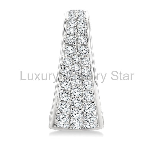 Pave Set Diamond Fashion Half Hoop Earrings - image 2