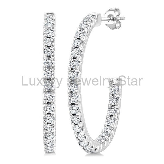 Pave Set Inside-Out Diamond Half Hoop Earrings