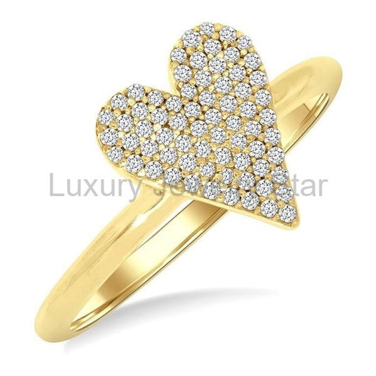 Pave-Set Heart Shape Diamond Fashion Ring