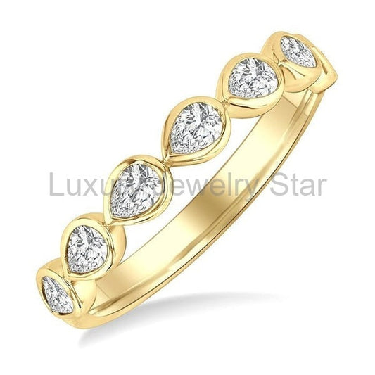 Pear Shape East-West Bezel Set Diamond Fashion Band
