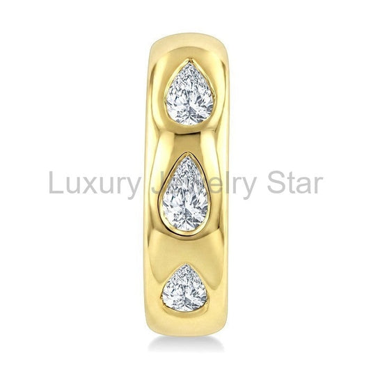 Pear Shape Petite Diamond Huggie Earrings - image 2