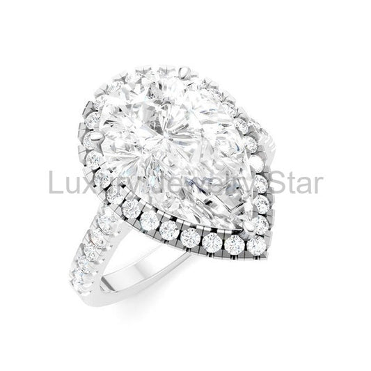 Pear Shape Semi-Mount Halo Diamond Engagement Ring