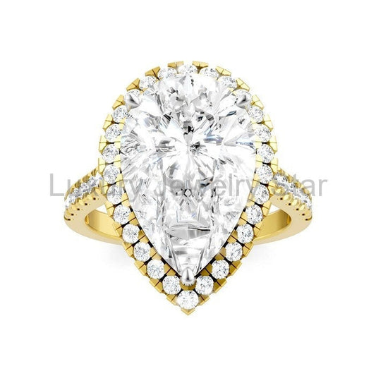 Pear Shape Semi-Mount Halo Diamond Engagement Ring - image 2