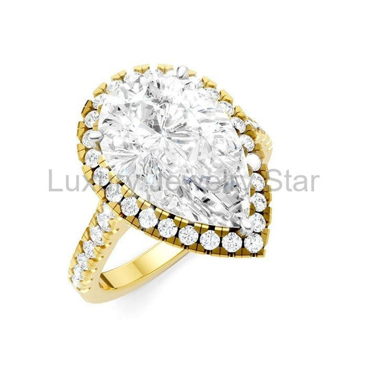 Pear Shape Semi-Mount Halo Diamond Engagement Ring