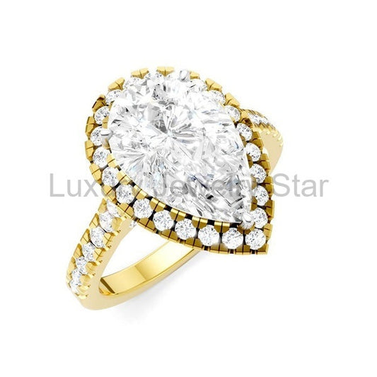 Pear Shape Semi-Mount Halo Diamond Engagement Ring