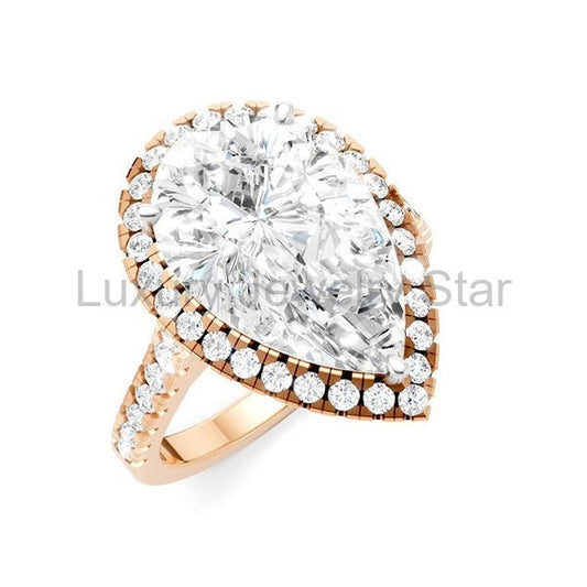 Pear Shape Semi-Mount Halo Diamond Engagement Ring