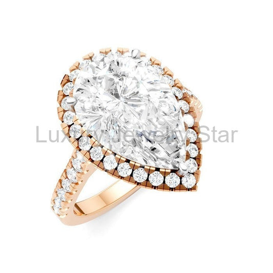 Pear Shape Semi-Mount Halo Diamond Engagement Ring
