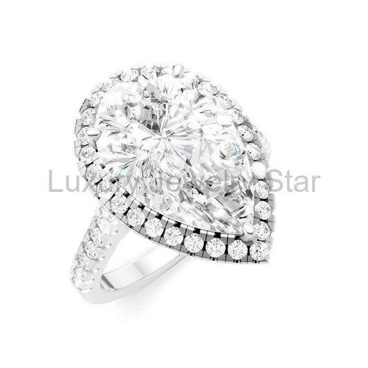 Pear Shape Semi-Mount Halo Diamond Engagement Ring