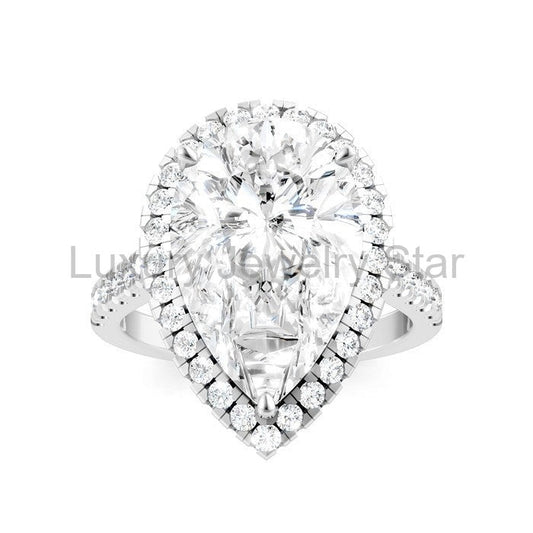 Pear Shape Semi-Mount Halo Diamond Engagement Ring - image 2