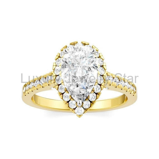 Pear Shape Semi-Mount Halo Diamond Engagement Ring - image 2