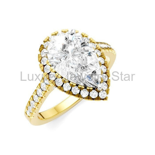 Pear Shape Semi-Mount Halo Diamond Engagement Ring