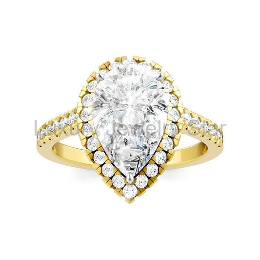 Pear Shape Semi-Mount Halo Diamond Engagement Ring - image 2