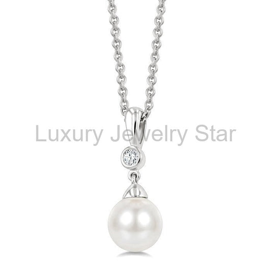 Pearl & Diamond Drop Pendant