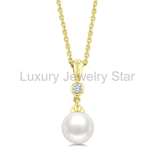 Pearl & Diamond Drop Pendant