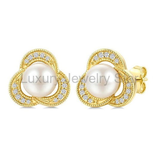 Pearl & Diamond Fashion Earrings