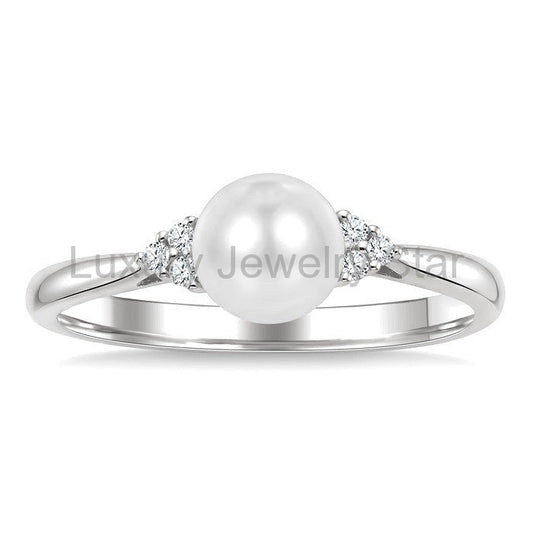Pearl & Diamond Fashion Ring - image 2