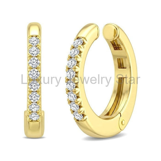 Petite Diamond Fashion Huggie Cuff Earrings