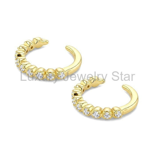 Petite Diamond Fashion Huggie Cuff Earrings