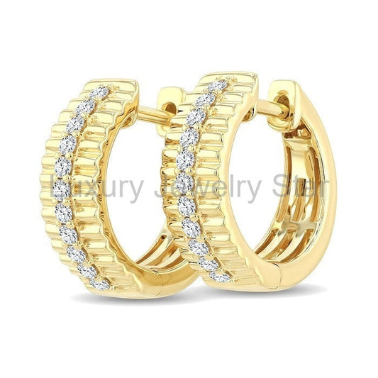 Pirouette Diamond Fashion Hoop Earrings - image 2