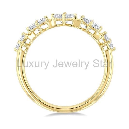 Princess Shape 5 Stone Half Eternity Diamond Fashion Band