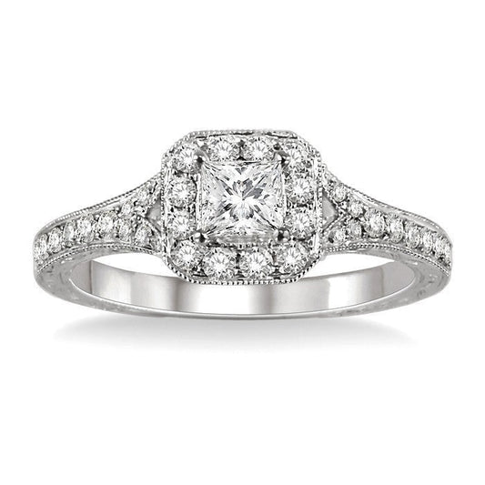 Princess Shape Halo Diamond Engagement Ring - image 2