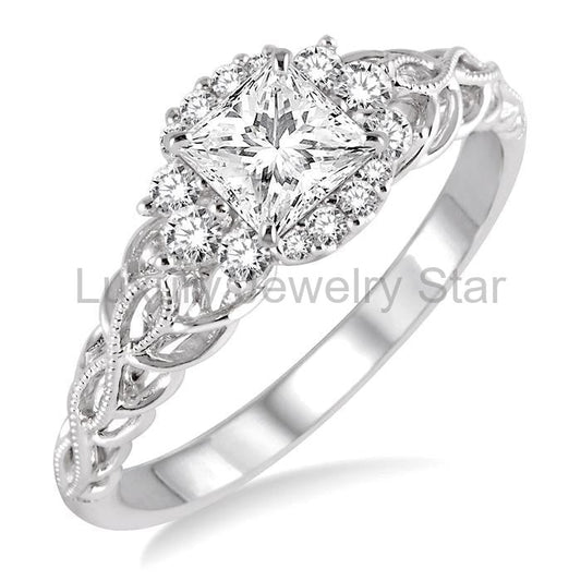 Princess Shape Semi-Mount Diamond Engagement Ring