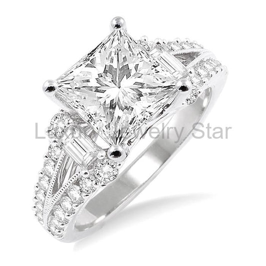 Princess Shape Semi-Mount Diamond Engagement Ring