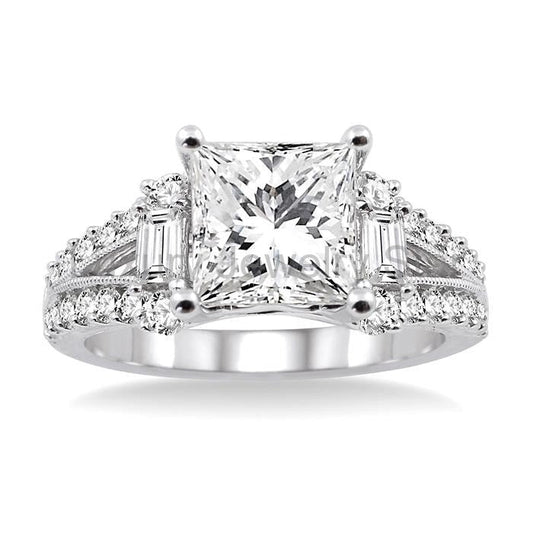 Princess Shape Semi-Mount Diamond Engagement Ring - image 2