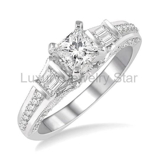 Princess Shape Semi-Mount Diamond Engagement Ring