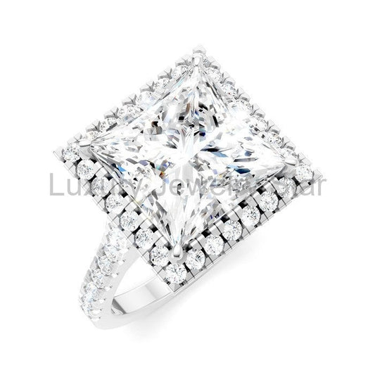 Princess Shape Semi-Mount Halo Diamond Engagement Ring