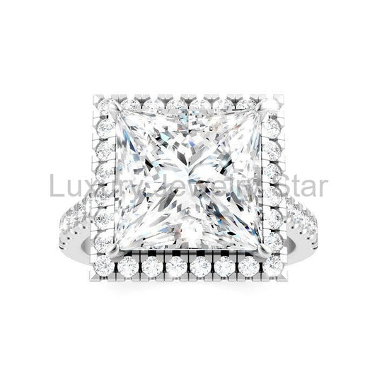Princess Shape Semi-Mount Halo Diamond Engagement Ring - image 2