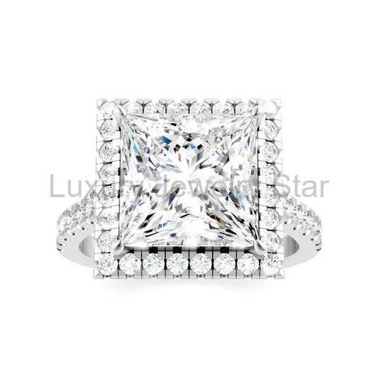 Princess Shape Semi-Mount Halo Diamond Engagement Ring - image 2
