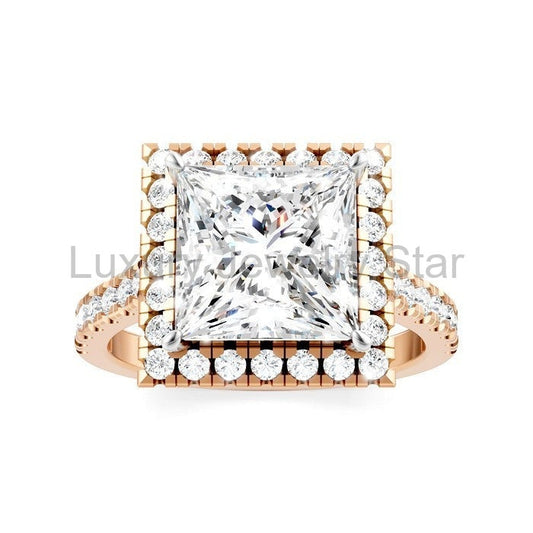 Princess Shape Semi-Mount Halo Diamond Engagement Ring - image 2