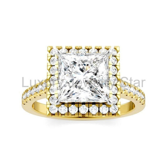 Princess Shape Semi-Mount Halo Diamond Engagement Ring - image 2