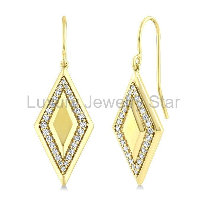 Rhombus Shape Diamond Fashion Earrings